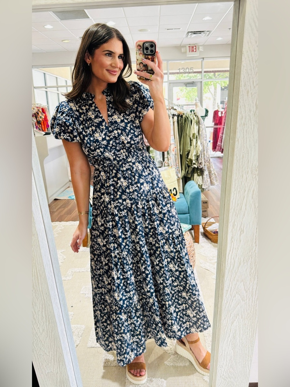 Entro Midnight Floral Maxi Dress Size Large